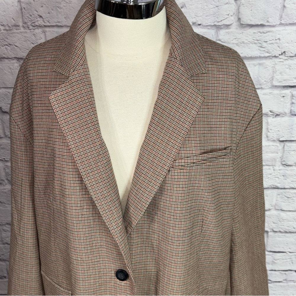 Free People oversized checked blazer in taupe plaid - Picture 8 of 16